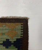 27554 - Kelim Hand-Woven/Flat-Weaved/Afghan Kelim/Carpet Modern/Nomadic Authentic/Size: 9'3" x 6'4"/282cm × 193cm