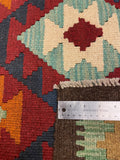 27554 - Kelim Hand-Woven/Flat-Weaved/Afghan Kelim/Carpet Modern/Nomadic Authentic/Size: 9'3" x 6'4"/282cm × 193cm