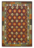 27553 - Kelim Hand-Woven/Flat-Weaved/Afghan Kelim/Carpet Modern/Nomadic Authentic/Size: 9'4" x 6'4"/284cm × 193cm