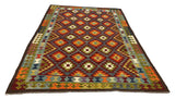 27553 - Kelim Hand-Woven/Flat-Weaved/Afghan Kelim/Carpet Modern/Nomadic Authentic/Size: 9'4" x 6'4"/284cm × 193cm