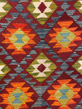 27553 - Kelim Hand-Woven/Flat-Weaved/Afghan Kelim/Carpet Modern/Nomadic Authentic/Size: 9'4" x 6'4"/284cm × 193cm