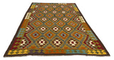 27555 - Kelim Hand-Woven/Flat-Weaved/Afghan Kelim/Carpet Modern/Nomadic Authentic/Size: 9'3" x 6'4"/282cm × 193cm