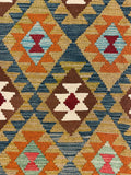 27555 - Kelim Hand-Woven/Flat-Weaved/Afghan Kelim/Carpet Modern/Nomadic Authentic/Size: 9'3" x 6'4"/282cm × 193cm