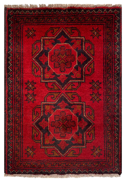 26377- Khal Mohammad Afghan Hand-Knotted Authentic/Traditional/Rug/Size: 2'1" x 1'4"
