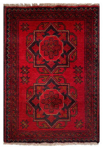 26377- Khal Mohammad Afghan Hand-Knotted Authentic/Traditional/Rug/Size: 2'1" x 1'4"/64cm x 41cm