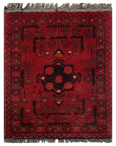 26361- Khal Mohammad Afghan Hand-Knotted Authentic/Traditional/Rug/Size: 2'0" x 1'4"/61cm x 41cm