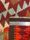 27551 - Kelim Hand-Woven/Flat-Weaved/Afghan Kelim/Carpet Modern/Nomadic Authentic/Size: 9'7" x 6'6"/292cm × 198cm