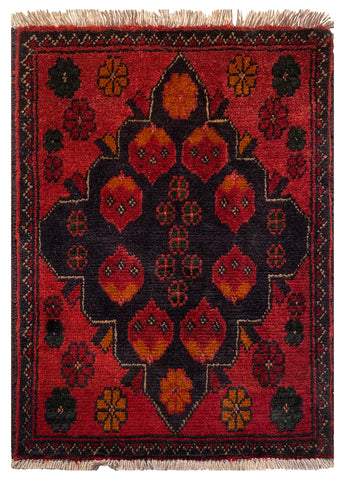 26445 - Khal Mohammad Afghan Hand-Knotted Authentic/Traditional/Rug/Size: 2'0" x 1'4"/61cm x 41cm