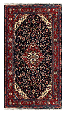 27303-Hamadan Hand-Knotted/Handmade Persian Rug/Carpet Tribal/Nomadic Authentic/ Size: 7'7" x 4'3"/232cm x 130cm