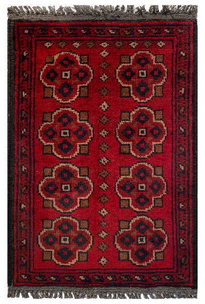 26369- Khal Mohammad Afghan Hand-Knotted Authentic/Traditional/Rug/Size: 2'0" x 1'3"