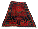 27357-Hamadan Hand-Knotted/Handmade Persian Rug/Carpet Tribal/Nomadic Authentic/ Size: 8'8" x 4'6"/265cm x 138cm