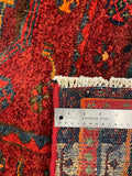 27357-Hamadan Hand-Knotted/Handmade Persian Rug/Carpet Tribal/Nomadic Authentic/ Size: 8'8" x 4'6"/265cm x 138cm