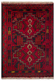 26395- Khal Mohammad Afghan Hand-Knotted Authentic/Traditional/Rug/Size: 1'9" x 1'3"