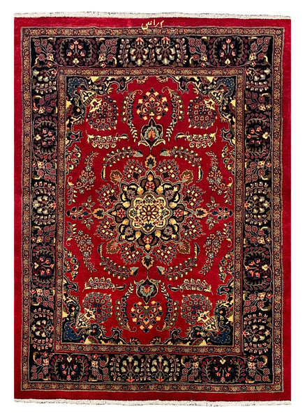 27241-Mashad Hand-Knotted/Handmade Persian Rug/Carpet Traditional Authentic/ Size: 6'11" x 4'11"/211cm x 149cm