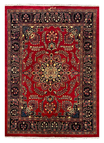 27241-Mashad Hand-Knotted/Handmade Persian Rug/Carpet Traditional Authentic/ Size: 6'11" x 4'11"/211cm x 149cm