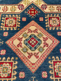 26614 - Kazak Hand-Knotted/Handmade Afghan Tribal/Nomadic Authentic/Size: 3'4" x 3'3"