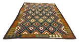 27558 - Kelim Hand-Woven/Flat-Weaved/Afghan Kelim/Carpet Modern/Nomadic Authentic/Size: 9'3" x 6'5"/282cm × 196cm