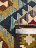 27558 - Kelim Hand-Woven/Flat-Weaved/Afghan Kelim/Carpet Modern/Nomadic Authentic/Size: 9'3" x 6'5"/282cm × 196cm