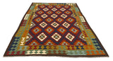 27550 - Kelim Hand-Woven/Flat-Weaved/Afghan Kelim/Carpet Modern/Nomadic Authentic/Size: 9'4" x 6'5"/284cm × 196cm
