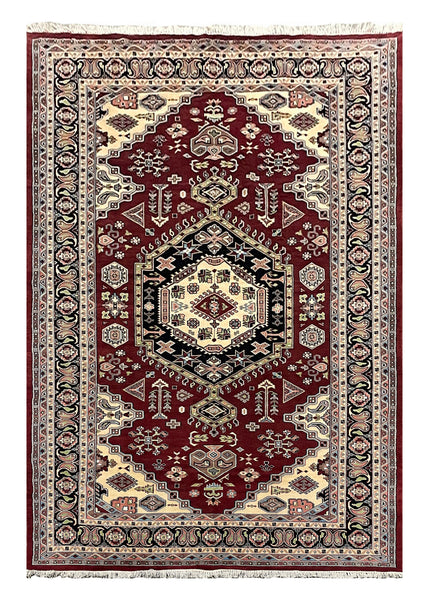 27568-Bokhara Hand-Knotted/Handmade Pakistani Rug/Carpet Tribal/Nomadic Authentic/ Size: 9'6" x 6'0"/290 cm × 183cm
