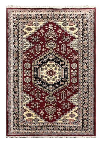27568-Bokhara Hand-Knotted/Handmade Pakistani Rug/Carpet Tribal/Nomadic Authentic/ Size: 9'6" x 6'0"/290 cm × 183cm
