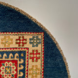 26603 - Kazak Hand-Knotted/Handmade Afghan Tribal/Nomadic Authentic/Size: 3'4" x 3'3"