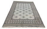 27539-Bokhara Hand-Knotted/Handmade Pakistani Rug/Carpet Tribal/Nomadic Authentic/ Size: 7'9" x 5'6"/236 cm × 168 cm