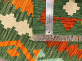27683 - Kelim Hand-Woven/Flat-Weaved/Afghan Kelim/Carpet Modern/Nomadic Authentic/Size: 4'5" x 2'7"/135cm × 79cm