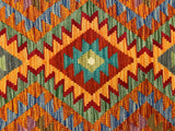 27709 - Kelim Hand-Woven/Flat-Weaved/Afghan Kelim/Carpet/ Modern/ Nomadic/ Size: 4'2" x 2'7"/127 cm × 79 cm