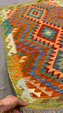 27709 - Kelim Hand-Woven/Flat-Weaved/Afghan Kelim/Carpet/ Modern/ Nomadic/ Size: 4'2" x 2'7"/127 cm × 79 cm