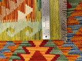 27709 - Kelim Hand-Woven/Flat-Weaved/Afghan Kelim/Carpet/ Modern/ Nomadic/ Size: 4'2" x 2'7"/127 cm × 79 cm