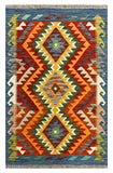27731 - Kelim Hand-Woven/Flat-Weaved/Afghan Kelim/Carpet Modren/Nomadic Authentic/Size: 4'1" x 2'7"/124cm ×79cm