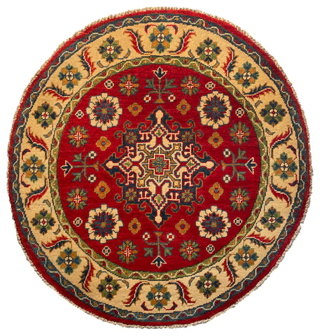 26606 - Kazak Hand-Knotted/Handmade Afghan Tribal/Nomadic Authentic/Size: 3'5" x 3'2"