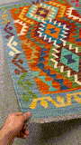27696 - Kelim Hand-Woven/Flat-Weaved/Afghan Kelim/Carpet Modern/Nomadic Authentic/Size: 3'11" x 2'7"/119 cm × 79 cm