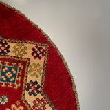 26608 - Kazak Hand-Knotted/Handmade Afghan Tribal/Nomadic Authentic/Size: 3'4" x 3'3"