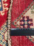 26608 - Kazak Hand-Knotted/Handmade Afghan Tribal/Nomadic Authentic/Size: 3'4" x 3'3"