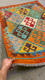 27689 - Kelim Hand-Woven/Flat-Weaved/Afghan Kelim/Carpet Modern/Nomadic Authentic/Size: 4'1" x 2'8"/124 cm × 81cm