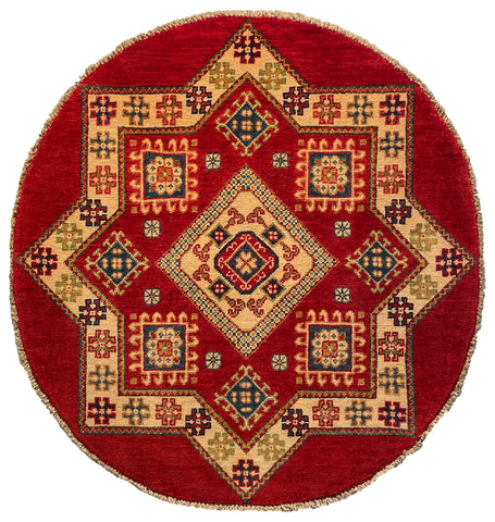 26610 - Kazak Hand-Knotted/Handmade Afghan Tribal/Nomadic Authentic/Size: 3'3" x 3'2"