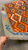 27750 - Kelim Hand-Woven/Flat-Weaved/Afghan Kelim/Carpet Modren/Nomadic Authentic/Size: 4'2" x 2'9"/127cm × 84cm