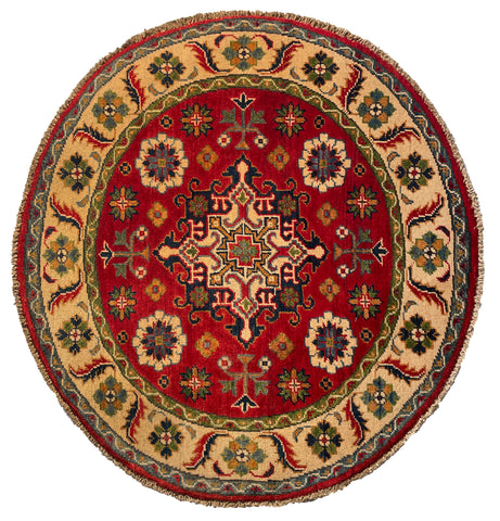 26611 - Kazak Hand-Knotted/Handmade Afghan Tribal/Nomadic Authentic/Size: 3'3" x 3'2"