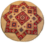 26609 - Kazak Hand-Knotted/Handmade Afghan Tribal/Nomadic Authentic/Size: 3'4" x 3'3"