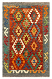 27715 - Kelim Hand-Woven/Flat-Weaved/Afghan Kelim/Carpet Modren/Nomadic Authentic/Size: 4'2" x 2'8"/127cm ×81cm