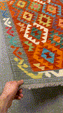 27715 - Kelim Hand-Woven/Flat-Weaved/Afghan Kelim/Carpet Modren/Nomadic Authentic/Size: 4'2" x 2'8"/127cm ×81cm