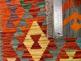 27715 - Kelim Hand-Woven/Flat-Weaved/Afghan Kelim/Carpet Modren/Nomadic Authentic/Size: 4'2" x 2'8"/127cm ×81cm