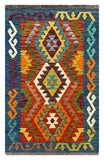 27688 - Kelim Hand-Woven/Flat-Weaved/Afghan Kelim/Carpet Modern/Nomadic Authentic/Size: 4'0" x 2'8"/122cm × 81cm
