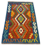 27688 - Kelim Hand-Woven/Flat-Weaved/Afghan Kelim/Carpet Modern/Nomadic Authentic/Size: 4'0" x 2'8"/122cm × 81cm