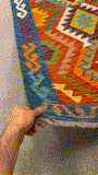27688 - Kelim Hand-Woven/Flat-Weaved/Afghan Kelim/Carpet Modern/Nomadic Authentic/Size: 4'0" x 2'8"/122cm × 81cm
