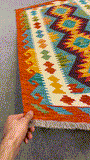 27753 - Kelim Hand-Woven/Flat-Weaved/Afghan Kelim/Carpet Modren/Nomadic Authentic/Size: 4'6" x 2'8"/137cm ×81cm