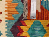 27753 - Kelim Hand-Woven/Flat-Weaved/Afghan Kelim/Carpet Modren/Nomadic Authentic/Size: 4'6" x 2'8"/137cm ×81cm