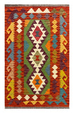 27695 - Kelim Hand-Woven/Flat-Weaved/Afghan Kelim/Carpet Modern/Nomadic Authentic/Size: 4'2" x 2'6"/127 cm × 76 cm